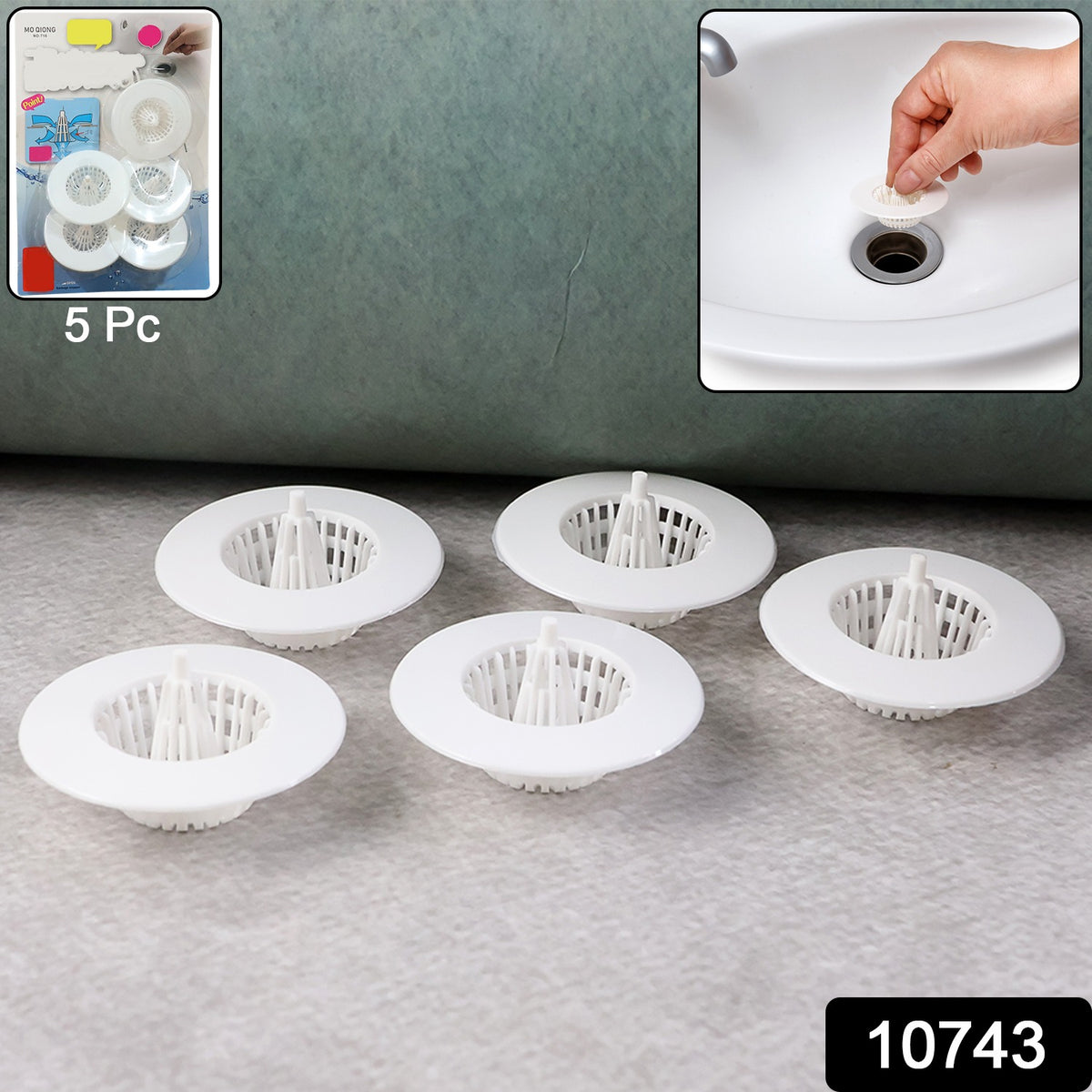 5 Pcs Multipurpose Sink Drain Hair Catcher  Strainer Filter (3045 Mm)